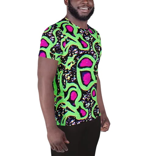 Ultraviolet Oasis on a Men's Athletic T-Shirt