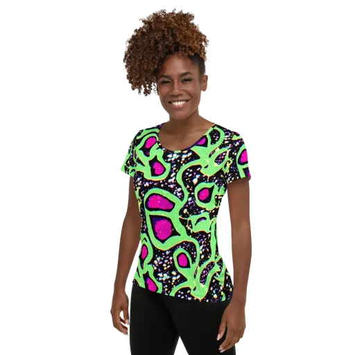 Ultraviolet Oasis on a Women's Athletic T-Shirt