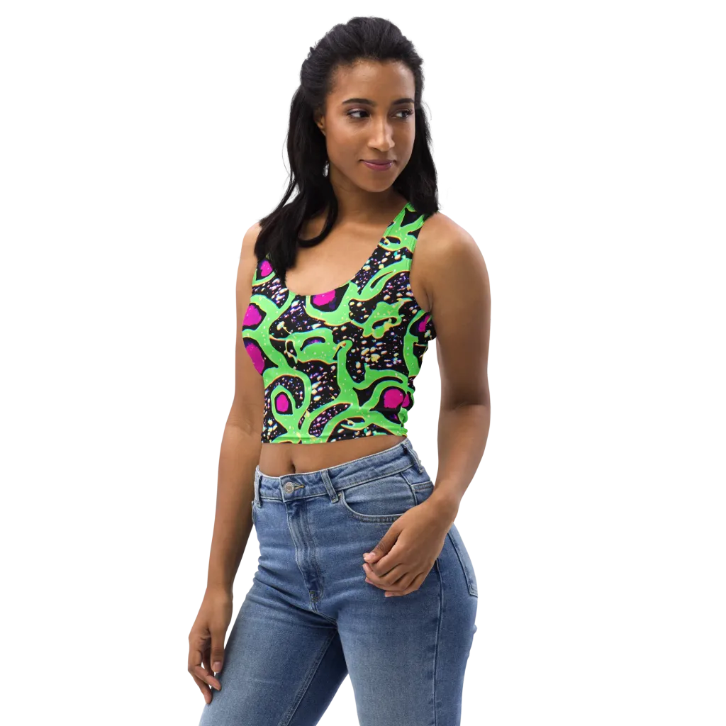 Ultraviolet Oasis on Crop Top — Left Front