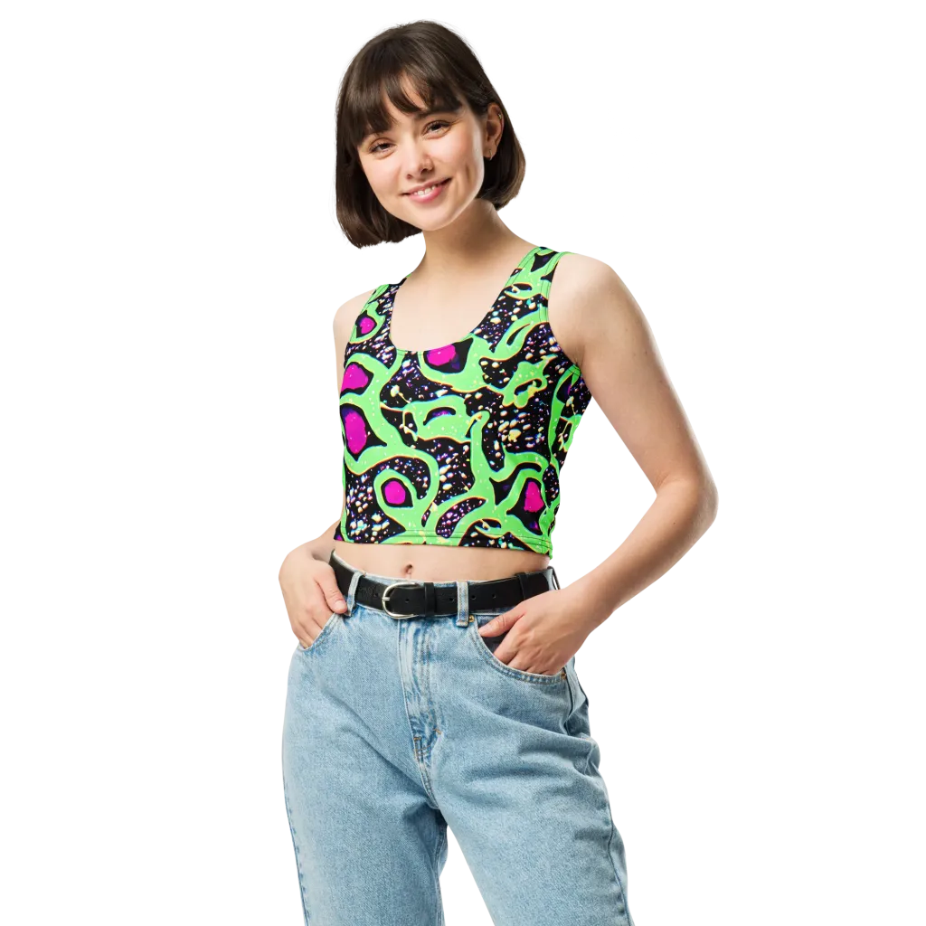 Ultraviolet Oasis on Crop Top — Front