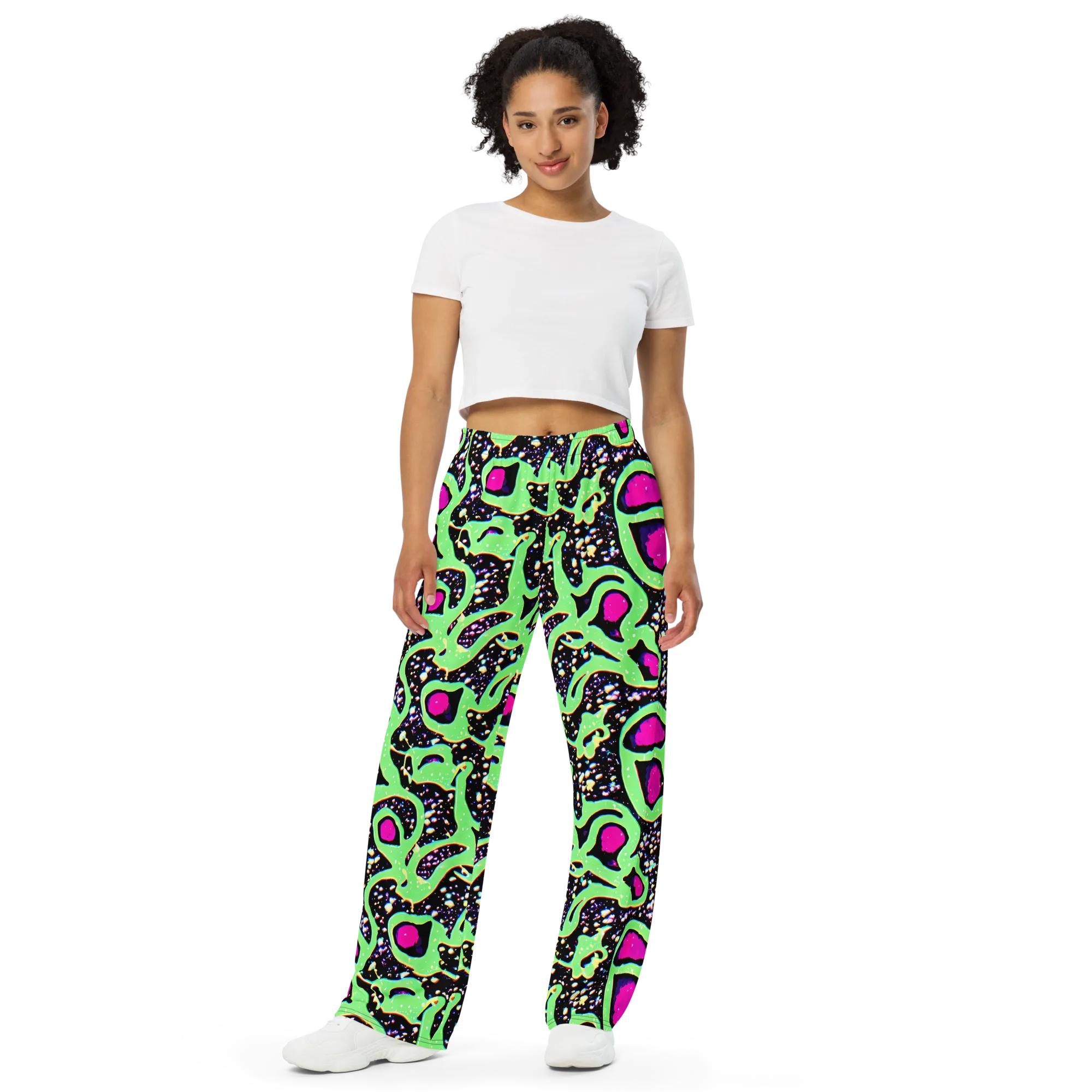 Ultraviolet Oasis on Wide-Leg Pants — Front