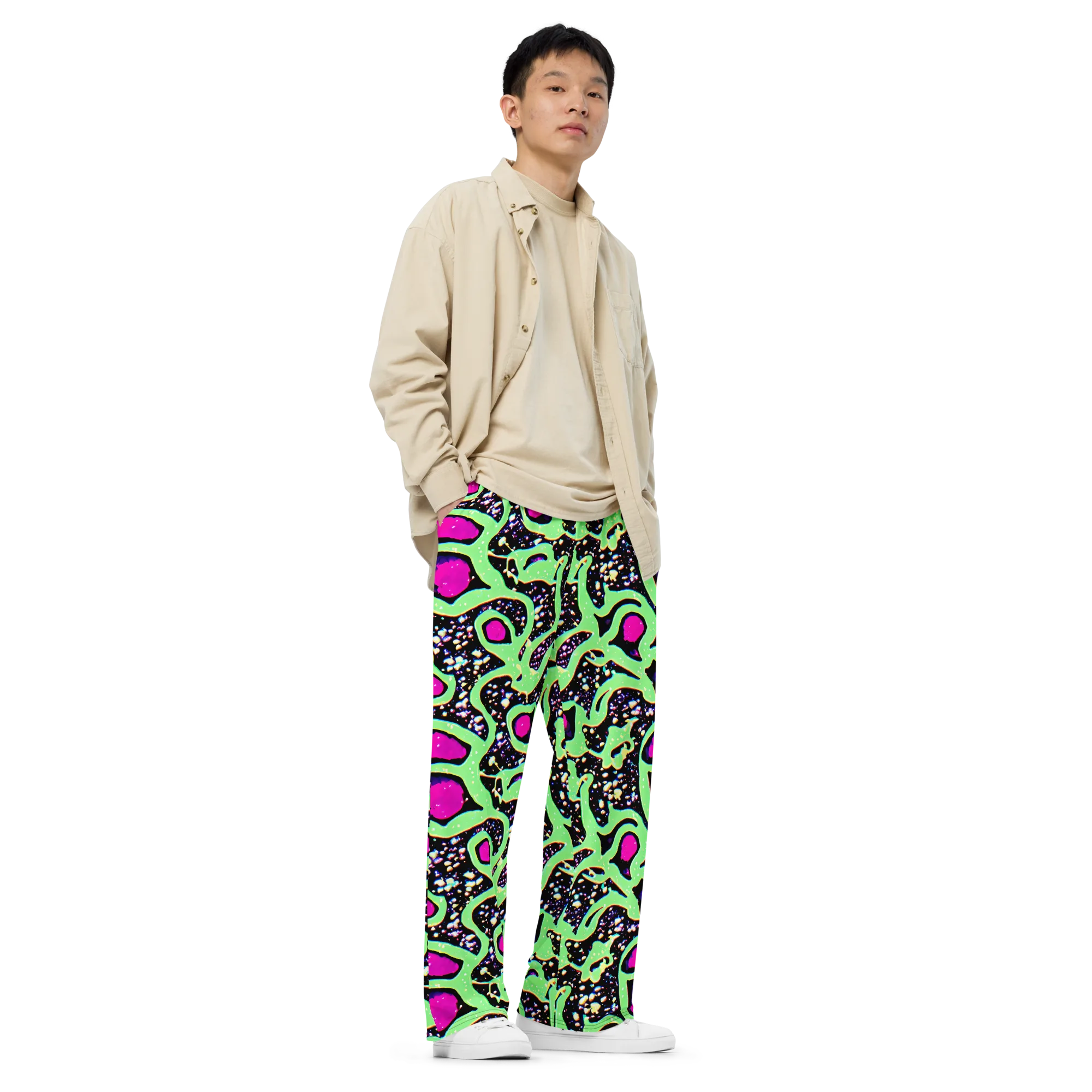 Ultraviolet Oasis on Wide-Leg Pants — Right Front