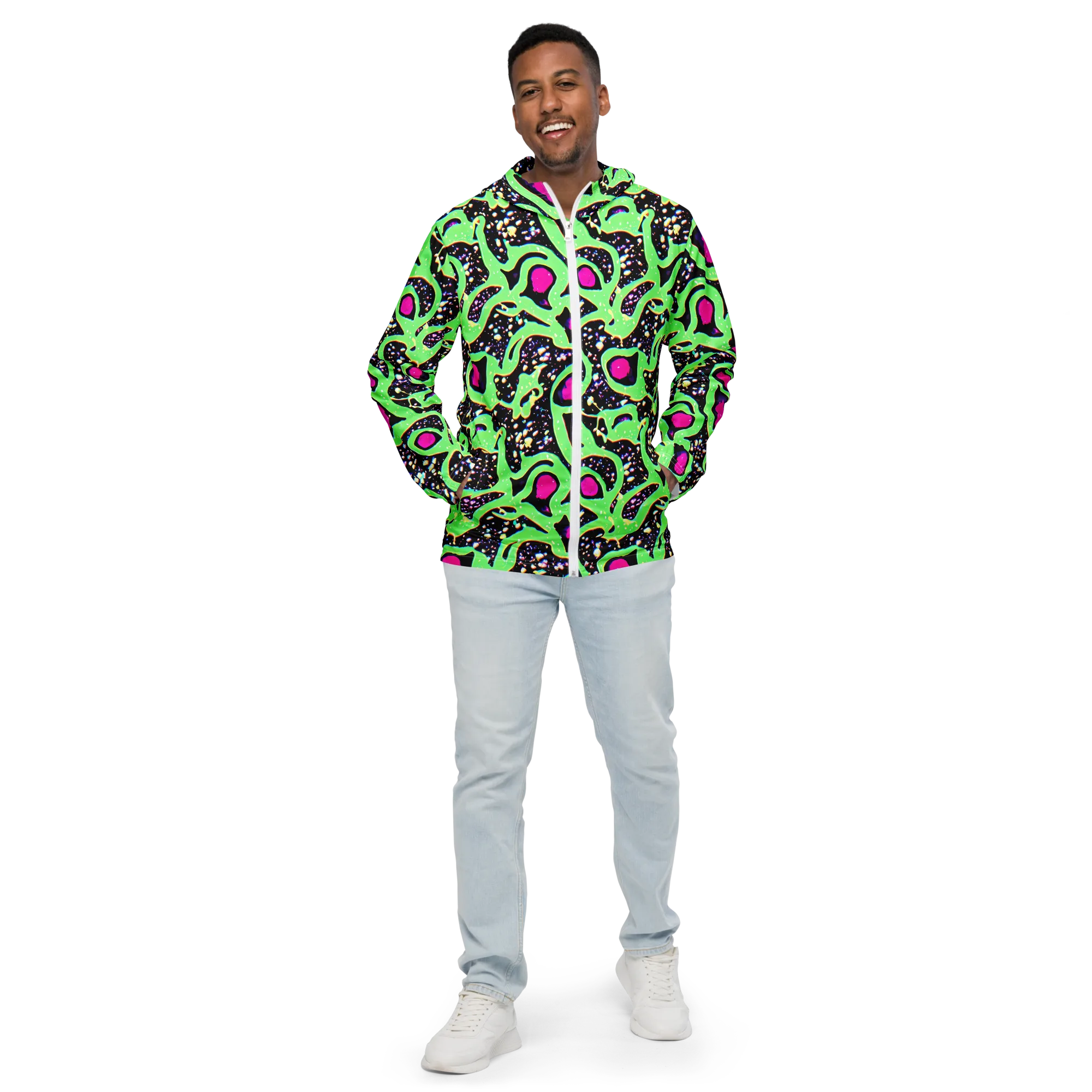 Ultraviolet Oasis on Men's Windbreaker — Front