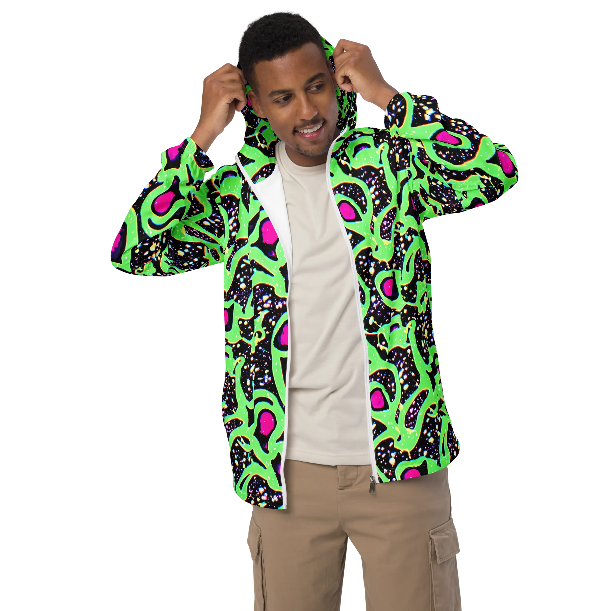 Ultraviolet Oasis on Men's Windbreaker — Front