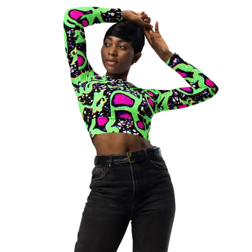 Ultraviolet Oasis on a Long Sleeve Crop Top