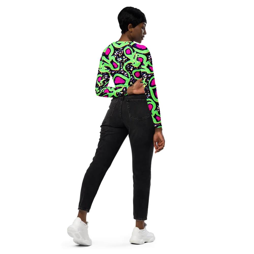 Ultraviolet Oasis on Long Sleeve Crop Top — Right Back