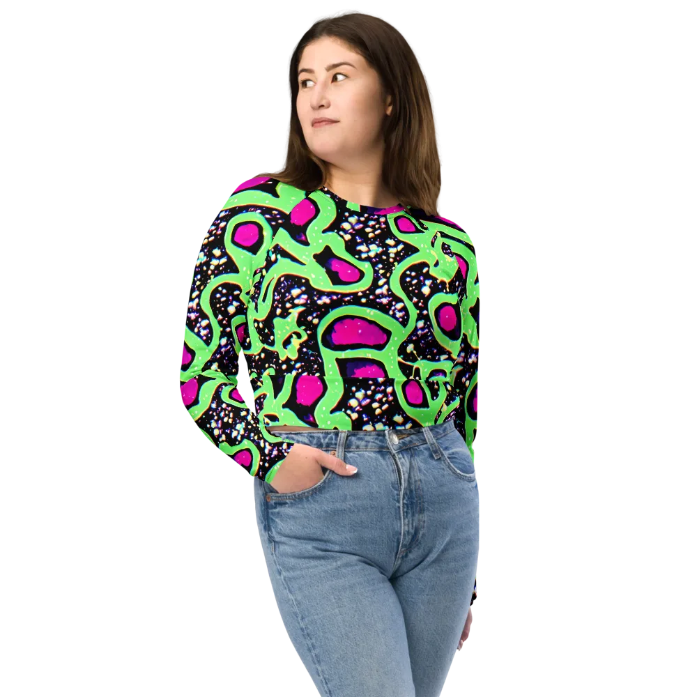Ultraviolet Oasis on Long Sleeve Crop Top — Front