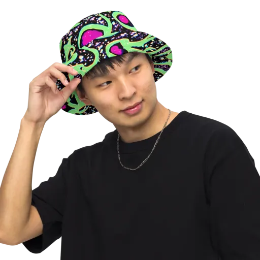 Ultraviolet Oasis on a Reversible Bucket Hat