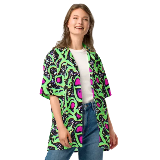 Ultraviolet Oasis on a Button Shirt