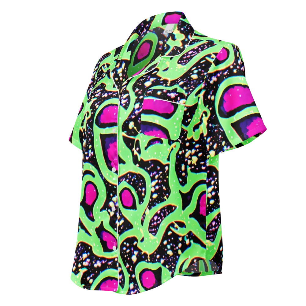 Ultraviolet Oasis on Women's Short Sleeve Pajama Top — Left Front