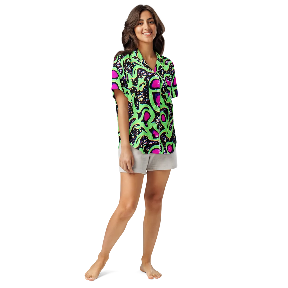 Ultraviolet Oasis on Women's Short Sleeve Pajama Top — Front