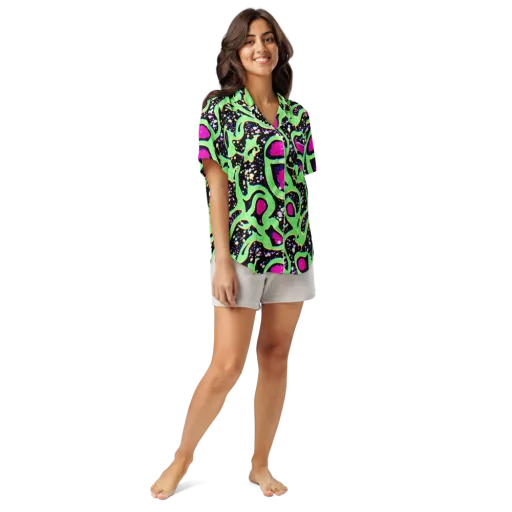Ultraviolet Oasis on a Women's Short Sleeve Pajama Top