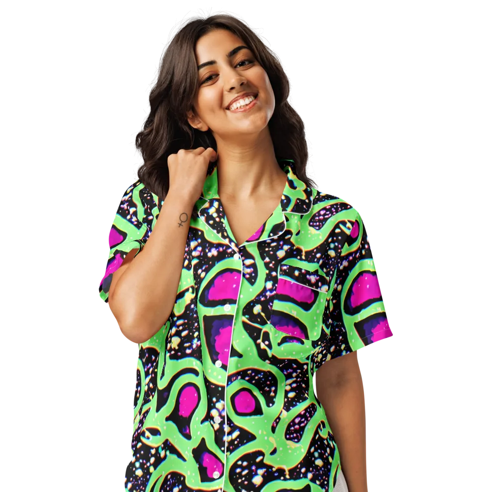 Ultraviolet Oasis on Women's Short Sleeve Pajama Top — Front