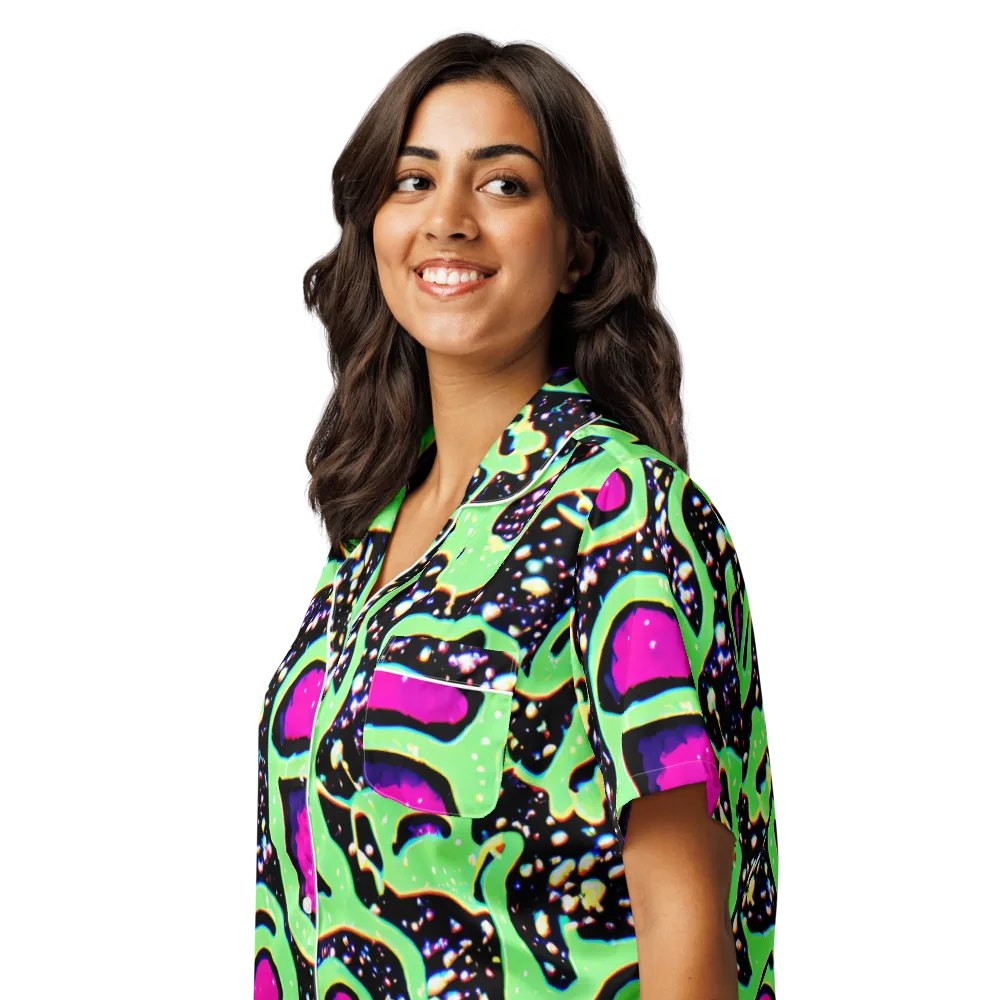Ultraviolet Oasis on Women's Short Sleeve Pajama Top — Left Front