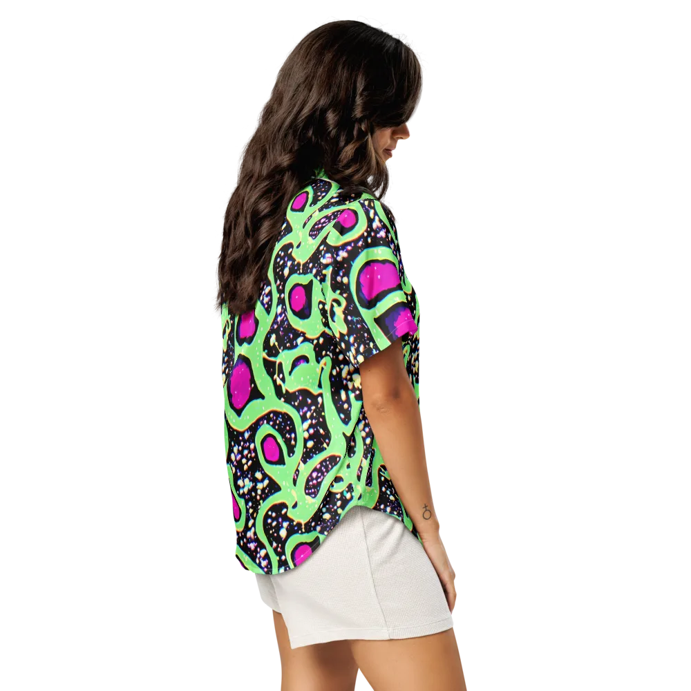 Ultraviolet Oasis on Women's Short Sleeve Pajama Top — Right Back