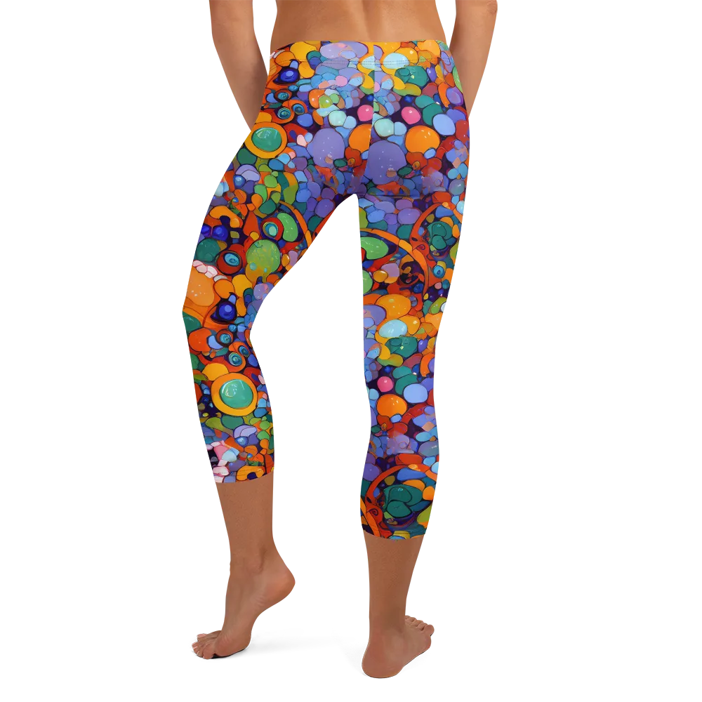 Chromatic Pebble Riot on Capri Leggings — Back