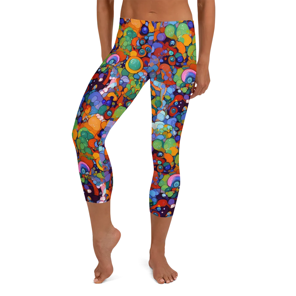 Chromatic Pebble Riot on Capri Leggings — Front