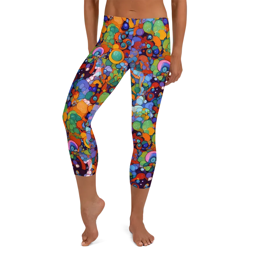 Chromatic Pebble Riot on Capri Leggings — Front