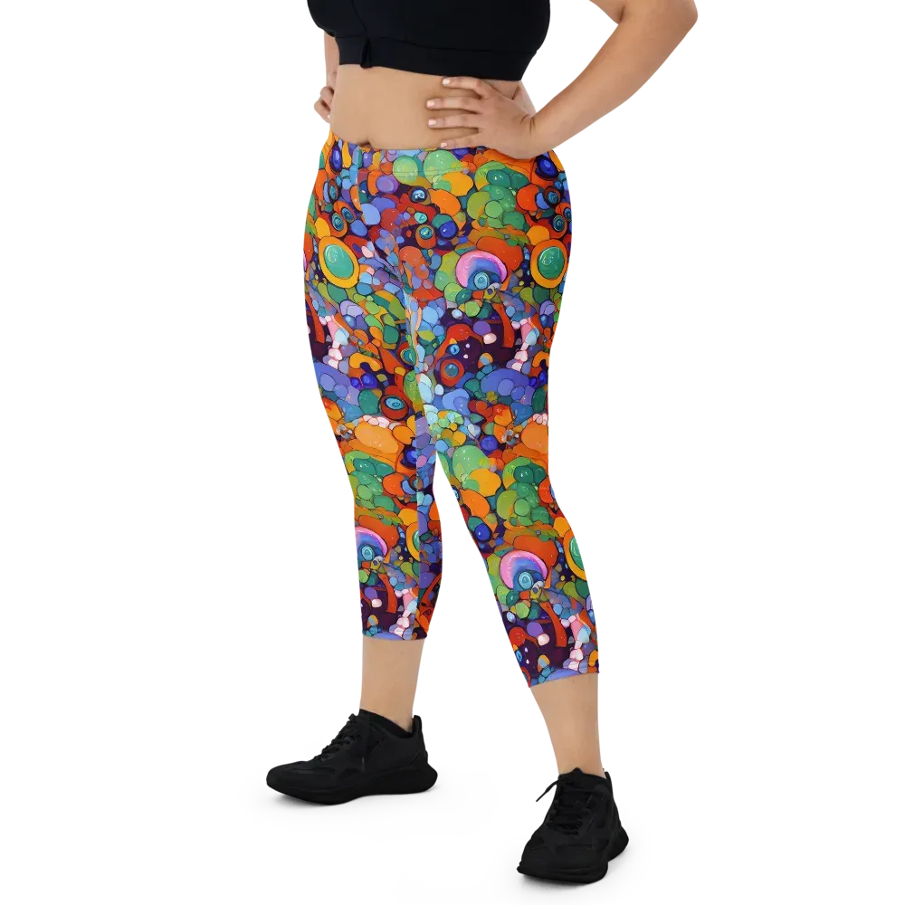 Chromatic Pebble Riot on Capri Leggings — Front