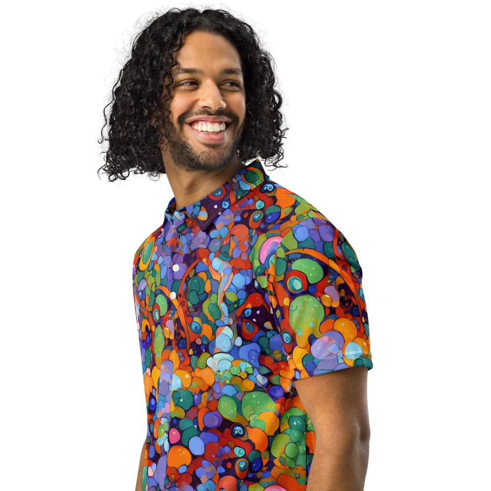 Chromatic Pebble Riot on Men's Slim Fit Polo Shirt — Left Front