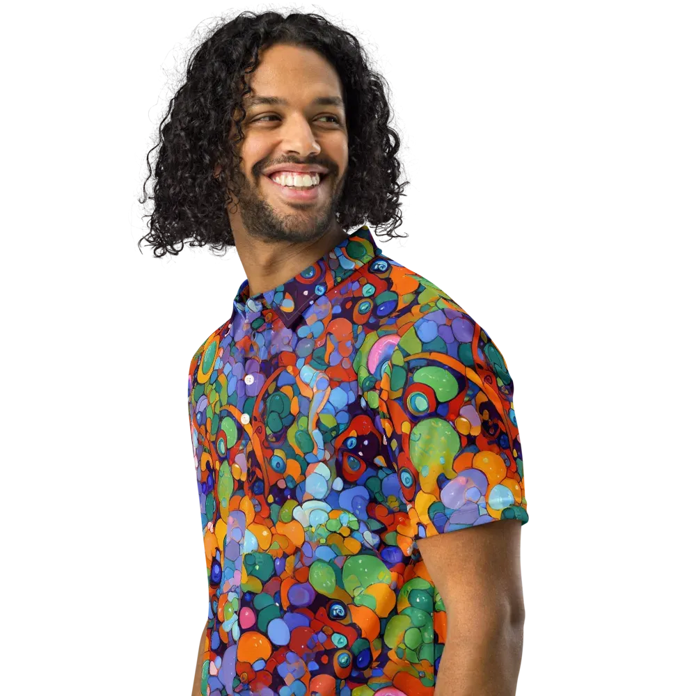 Chromatic Pebble Riot on Men's Slim Fit Polo Shirt — Left Front