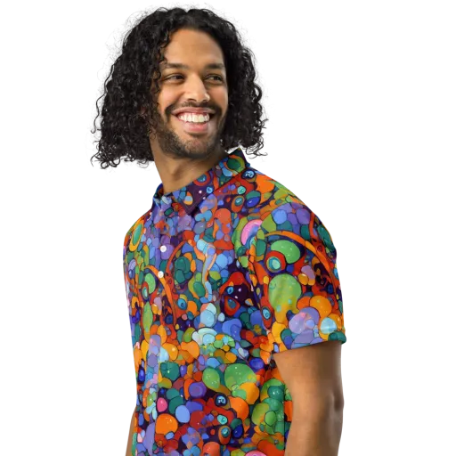 Chromatic Pebble Riot on a Men's Slim Fit Polo Shirt