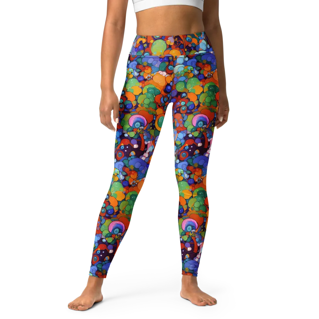 Chromatic Pebble Riot on Yoga Leggings — Front