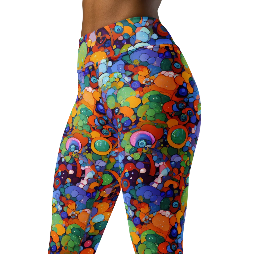 Chromatic Pebble Riot on Yoga Leggings — Left Front