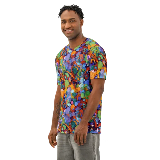 Chromatic Pebble Riot on a Men's Cotton Crew Neck T-Shirt