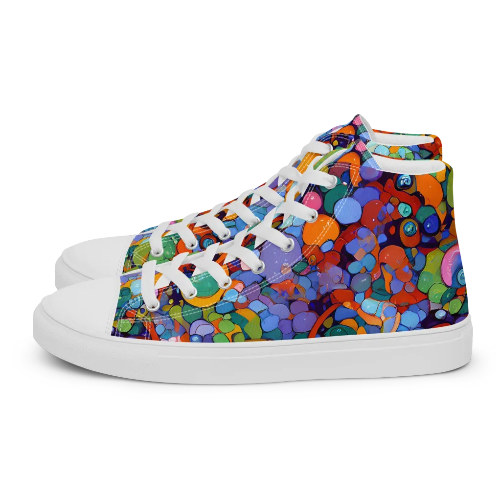 Chromatic Pebble Riot on Men's High Top Canvas Shoes — Left