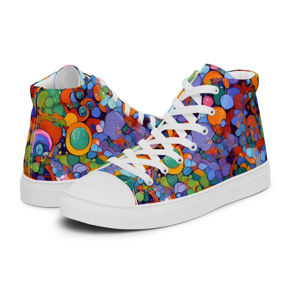 Chromatic Pebble Riot on Men's High Top Canvas Shoes — Left