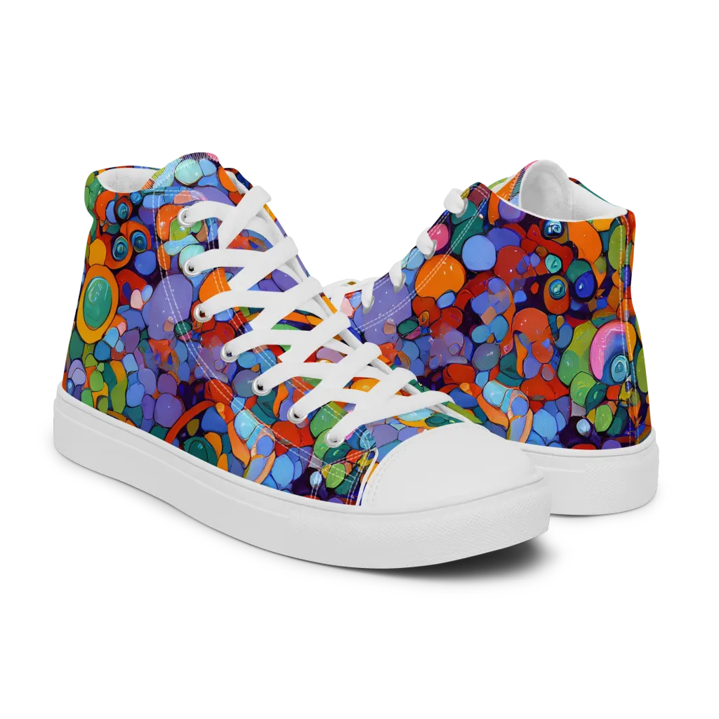 Chromatic Pebble Riot on Men's High Top Canvas Shoes — Right