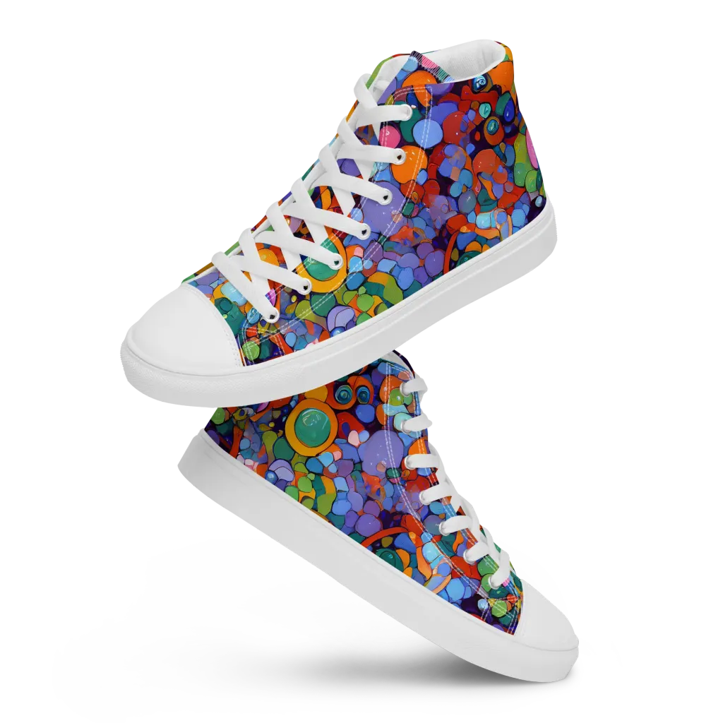 Chromatic Pebble Riot on Men's High Top Canvas Shoes — Front
