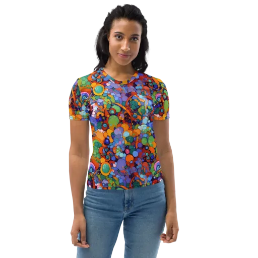 Chromatic Pebble Riot on a Women's Crew Neck T-Shirt