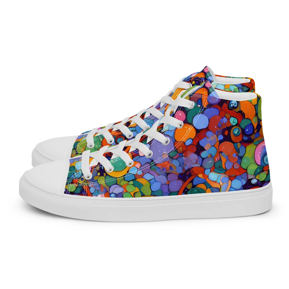Chromatic Pebble Riot on Women's High Top Canvas Shoes — Left