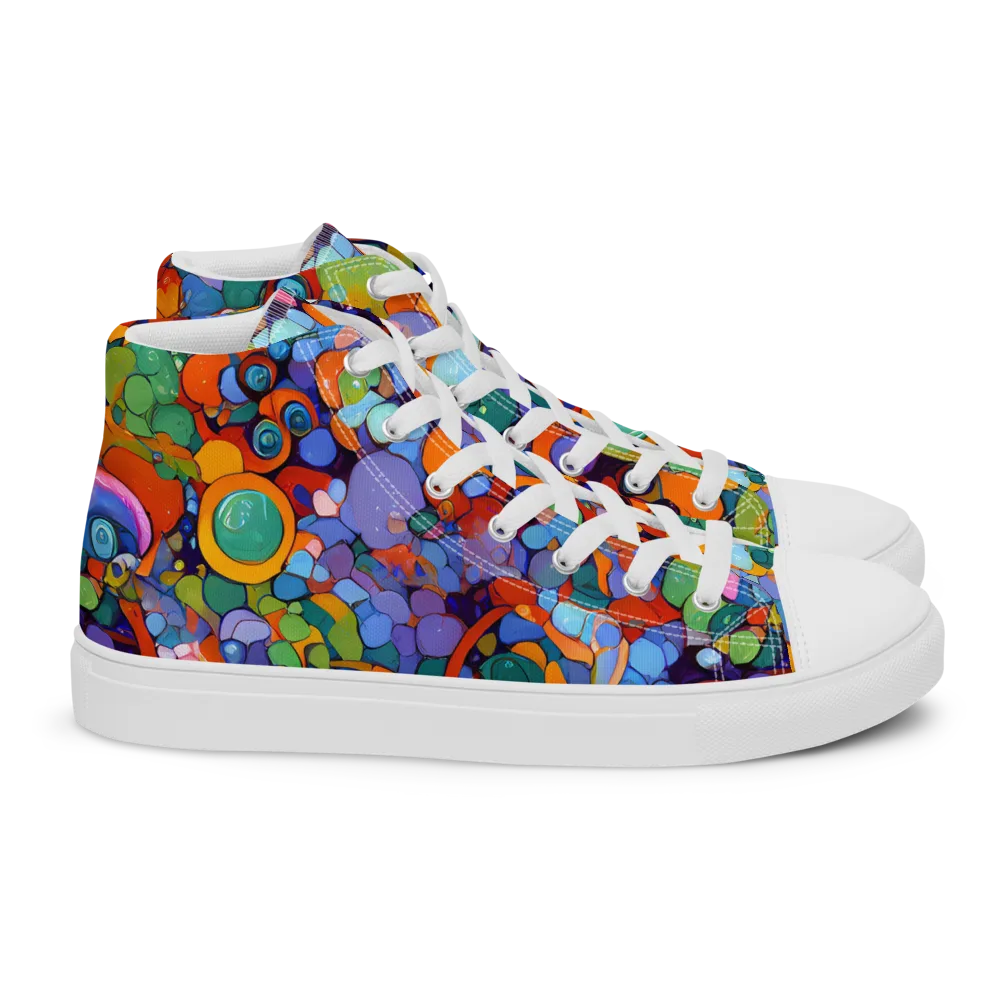 Chromatic Pebble Riot on Women's High Top Canvas Shoes — Right