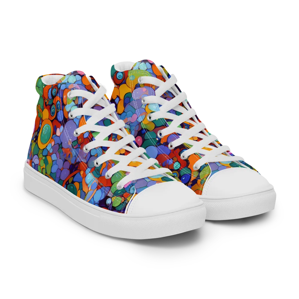 Chromatic Pebble Riot on Women's High Top Canvas Shoes — Right Front