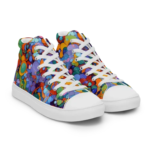 Chromatic Pebble Riot on a Women's High Top Canvas Shoes