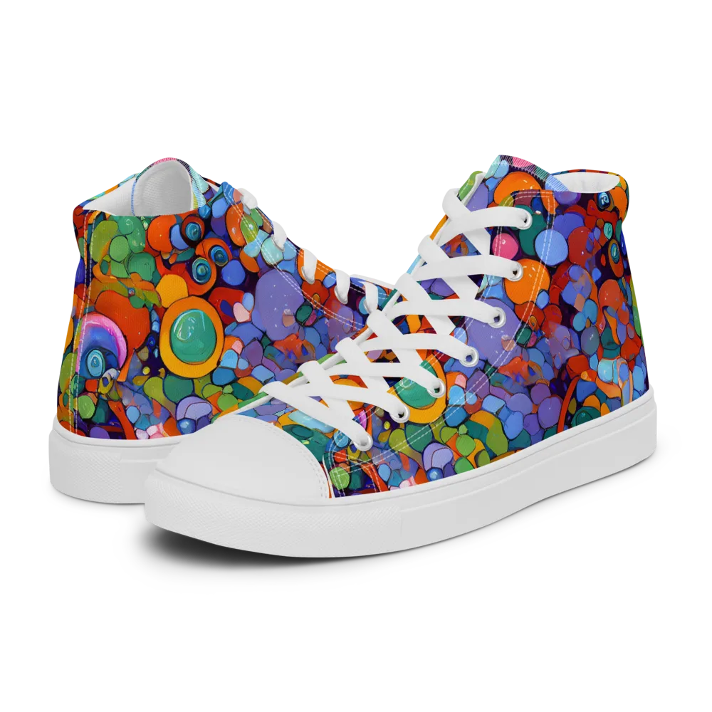 Chromatic Pebble Riot on Women's High Top Canvas Shoes — Left