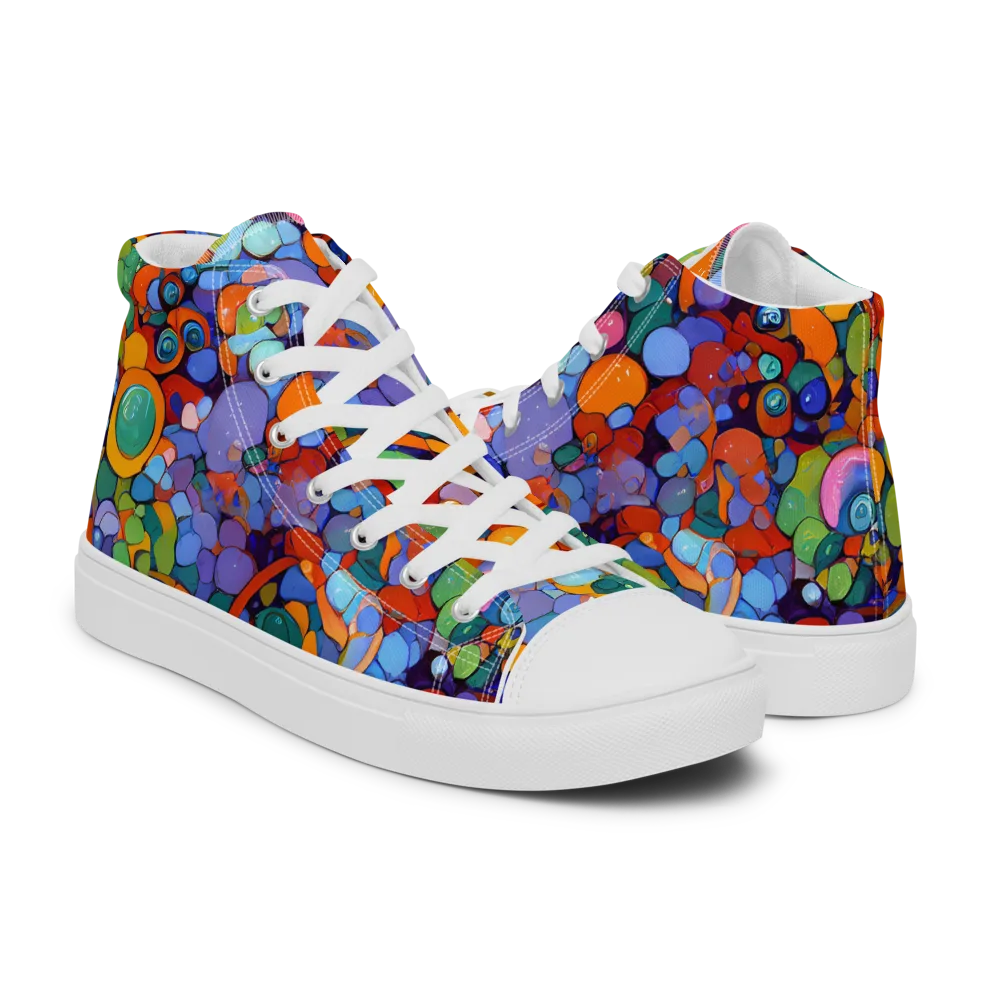 Chromatic Pebble Riot on Women's High Top Canvas Shoes — Right