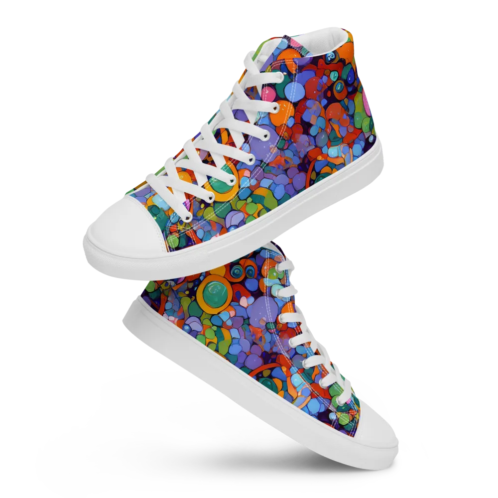 Chromatic Pebble Riot on Women's High Top Canvas Shoes — Front