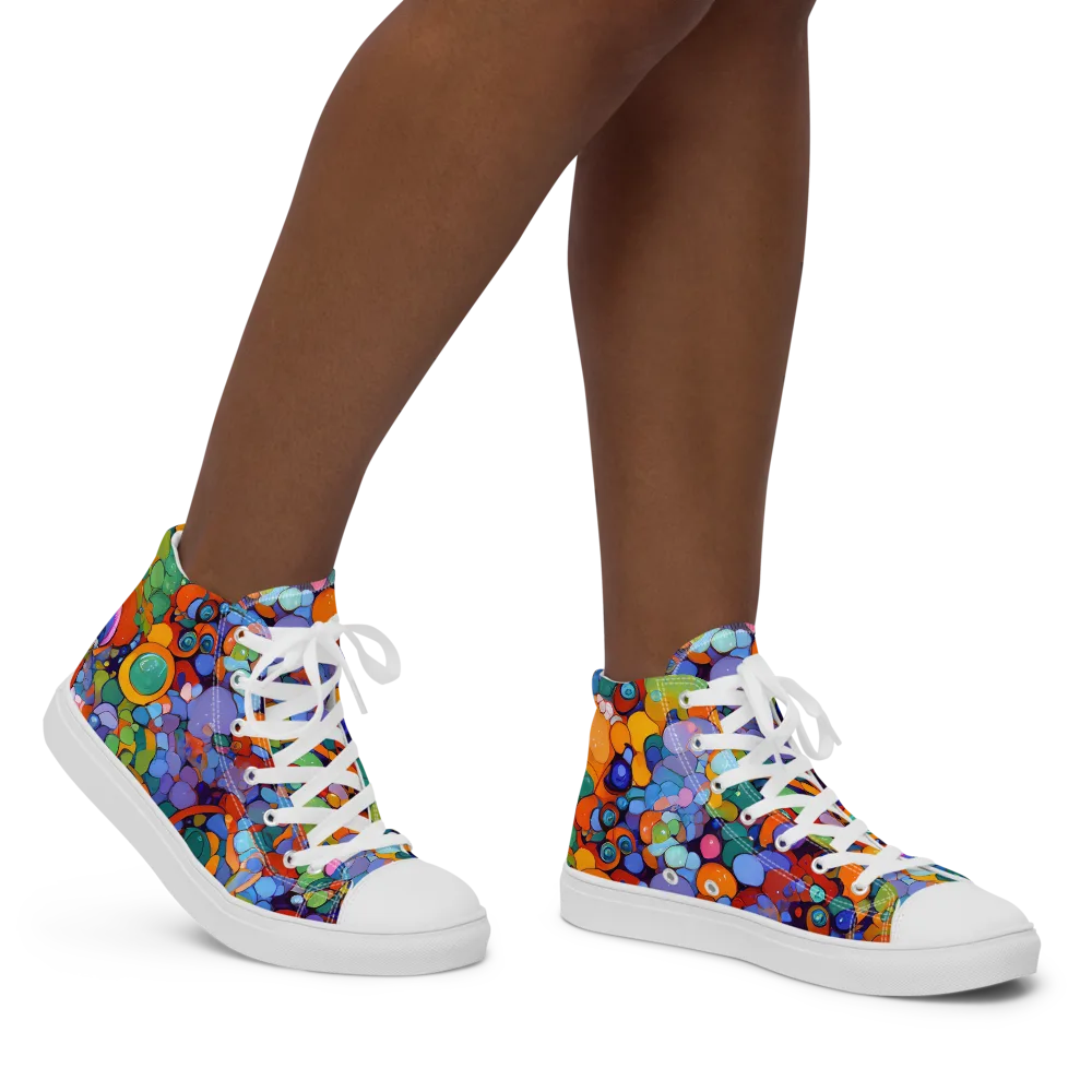 Chromatic Pebble Riot on Women's High Top Canvas Shoes — Right