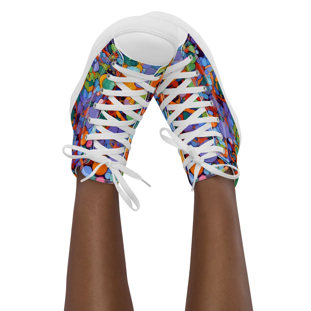 Chromatic Pebble Riot on Women's High Top Canvas Shoes — Front
