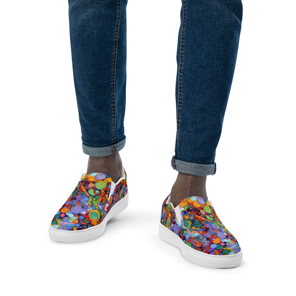 Chromatic Pebble Riot on Men's Slip-On Canvas Shoes — Front