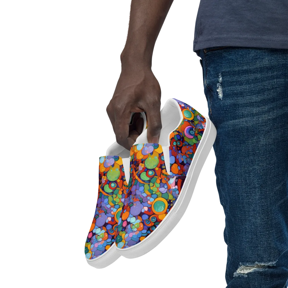 Chromatic Pebble Riot on Men's Slip-On Canvas Shoes — Left Front