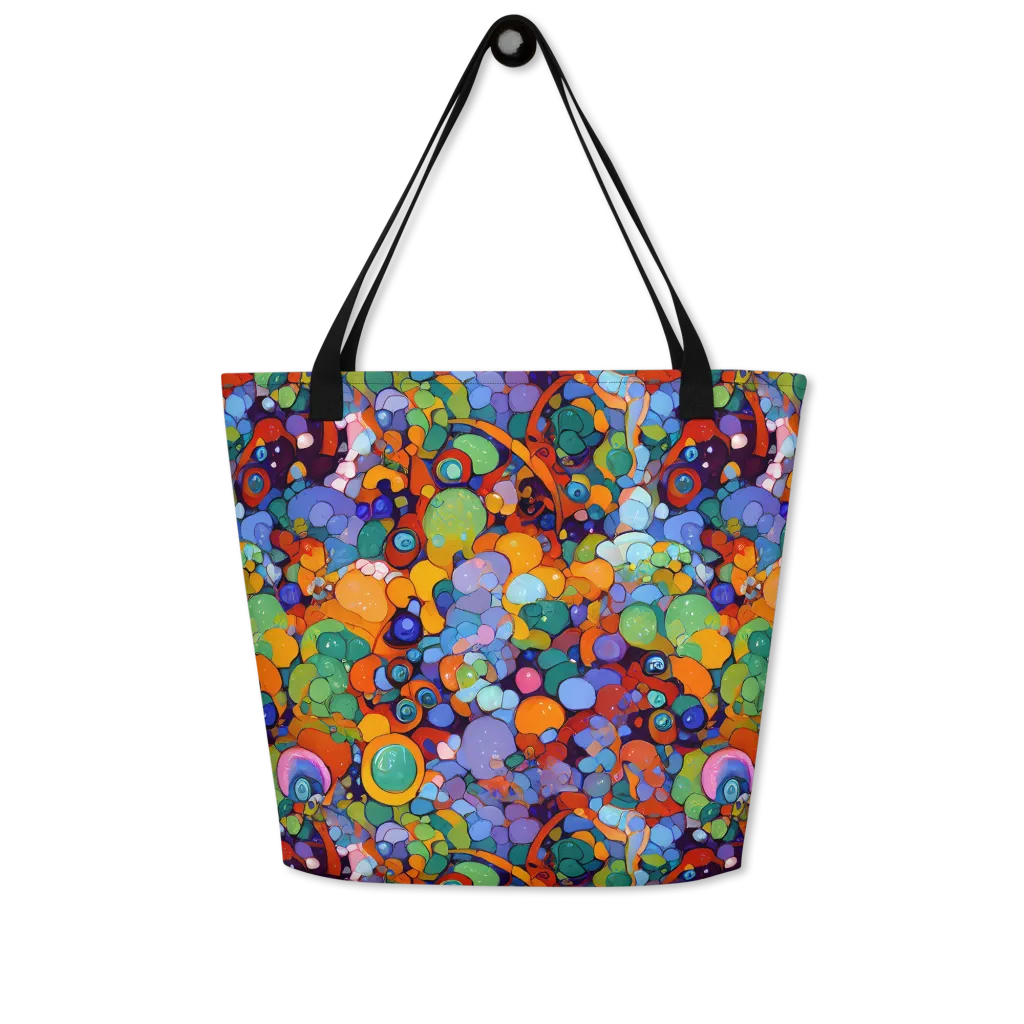 Chromatic Pebble Riot on Large Tote Bag W/ Pocket — Front