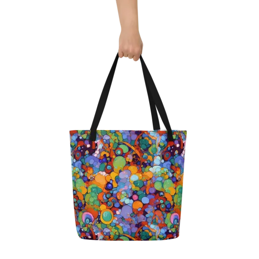 Chromatic Pebble Riot on a Large Tote Bag W/ Pocket