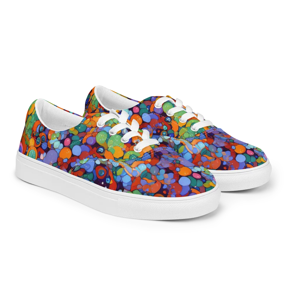 Chromatic Pebble Riot on Men's Lace-Up Canvas Shoes — Right Front