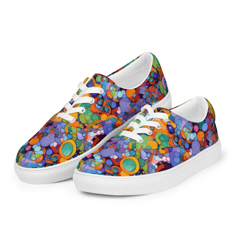 Chromatic Pebble Riot on Men's Lace-Up Canvas Shoes — Left Front