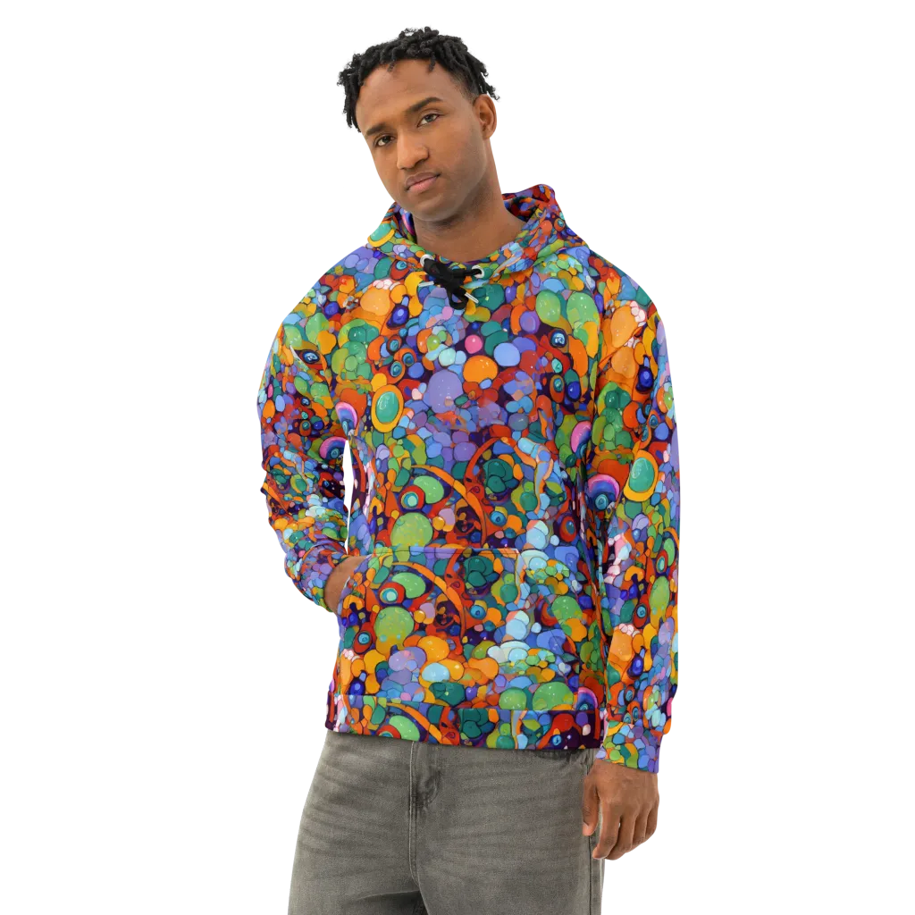 Chromatic Pebble Riot on Cotton Hoodie — Left Front